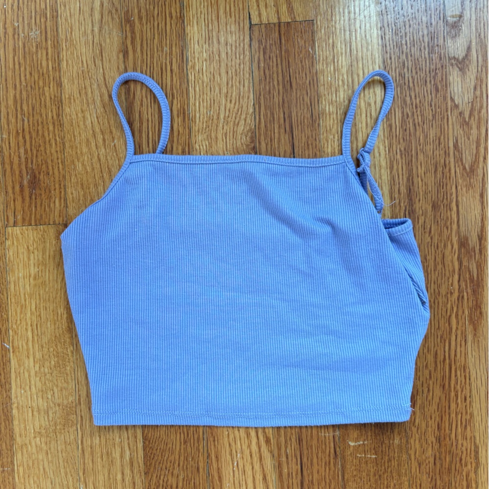 Purple cropped spaghetti straps tank top